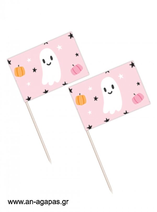 Toothpick flags Pink Halloween