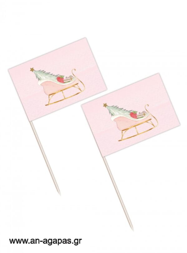 Toothpick flags Pink Sleight Christmas