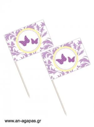 Toothpick  flags  Purple  Butterflies 