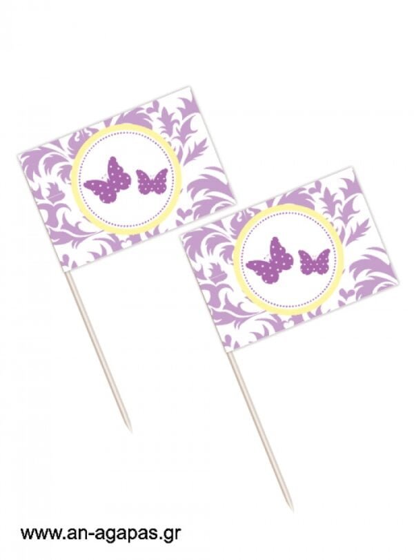 Toothpick  flags  Purple  Butterflies