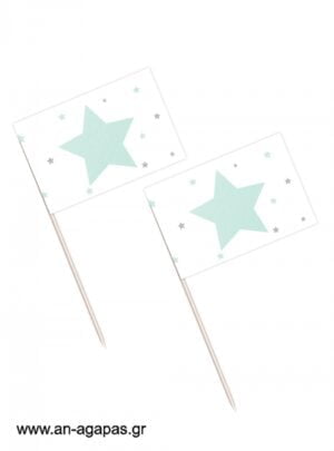Toothpick  flags    Shiny  Star  Mint