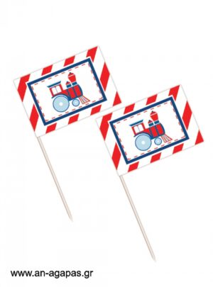 Toothpick  flags  Steam  Train