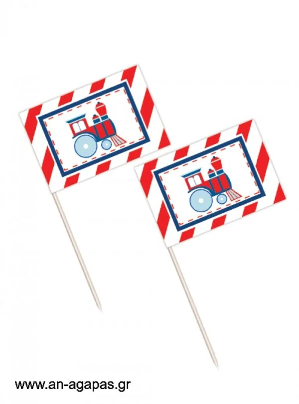 Toothpick  flags  Steam  Train