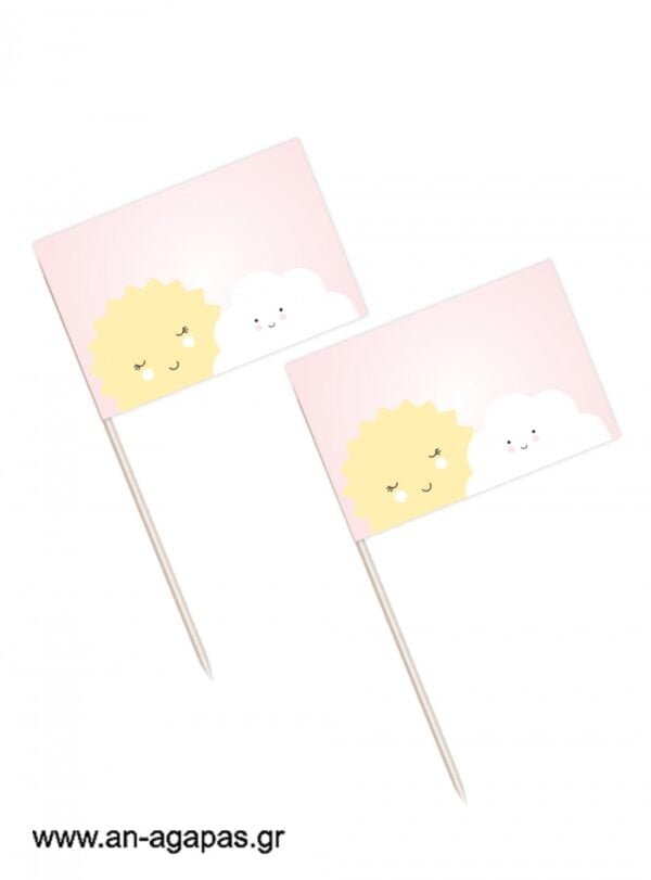 Toothpick  flags  Sun  &  Cloud  Girl
