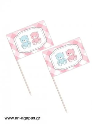 Toothpick  flags  Twin  Teddies 