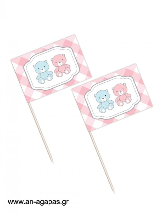Toothpick  flags  Twin  Teddies