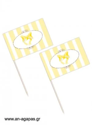Toothpick  flags  Yellow  Dots  &  Stripes 