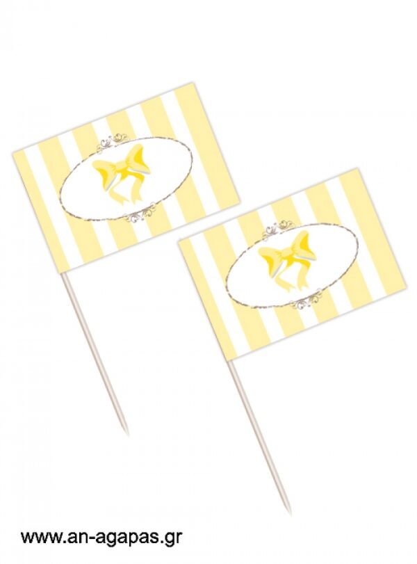 Toothpick  flags  Yellow  Dots  &  Stripes