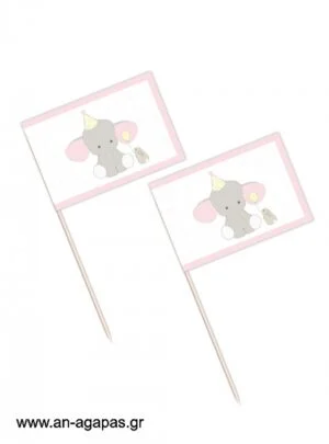 Toothpick  flags  Ελεφαντάκι  ροζ 