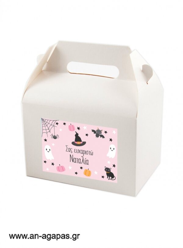 Treat Box Label Pink Halloween