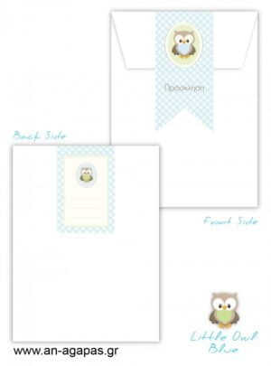 Προσκλητήριo  Βάπτισης  Little  Owl  Blue