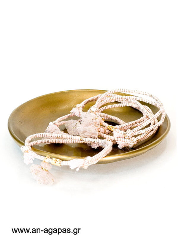 Μαρτυρικό βραχιόλι ροζ χρυσό κορδόνι