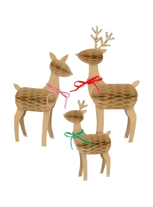 Διακοσμητικά Honeycomb Reindeer Family (3τμχ)