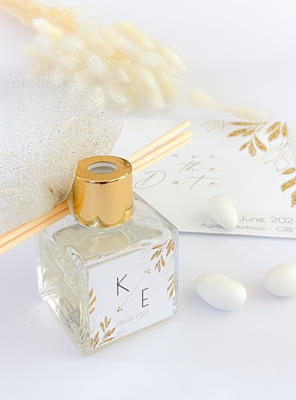 Μπομπονιέρα γάμου αρωματικό χώρου gold leaves