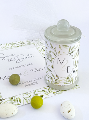 Μπομπονιέρα γάμου κερί ψηλό olive tree