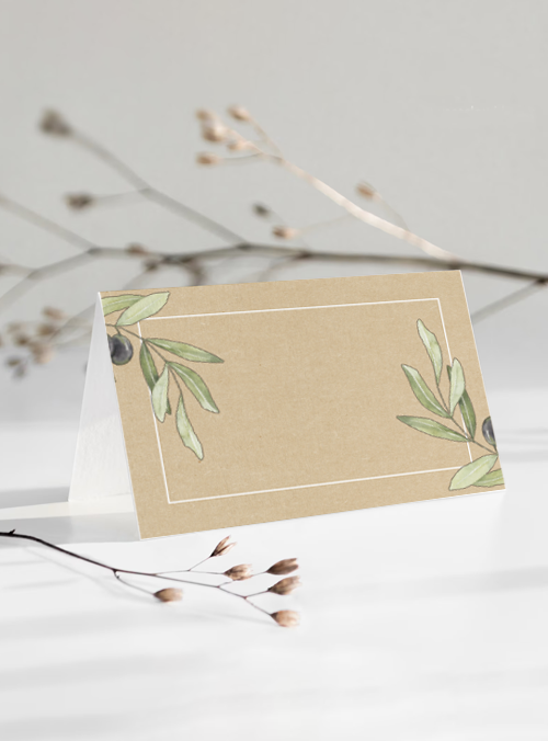 Food Labels & place cards kraft olive