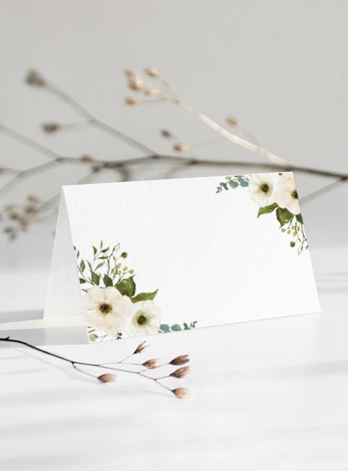 Food Labels & place cards ivory flowers
