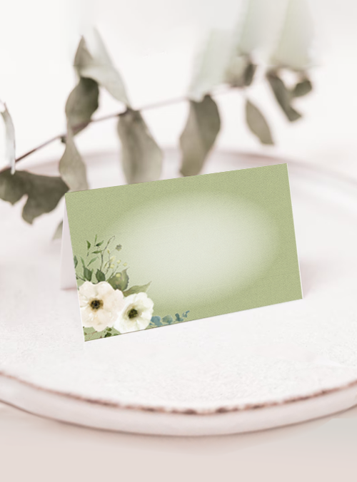 Food Labels & place cards bloom in green
