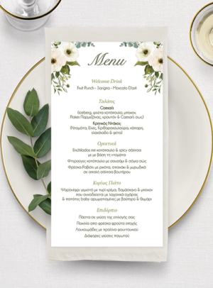 Menu ivory flowers