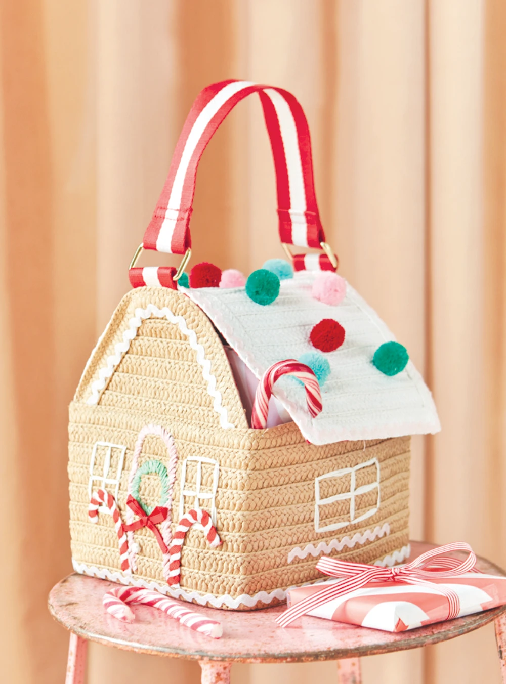 Πλεκτή Χριστουγεννιάτικη Τσάντα Σπιτάκι