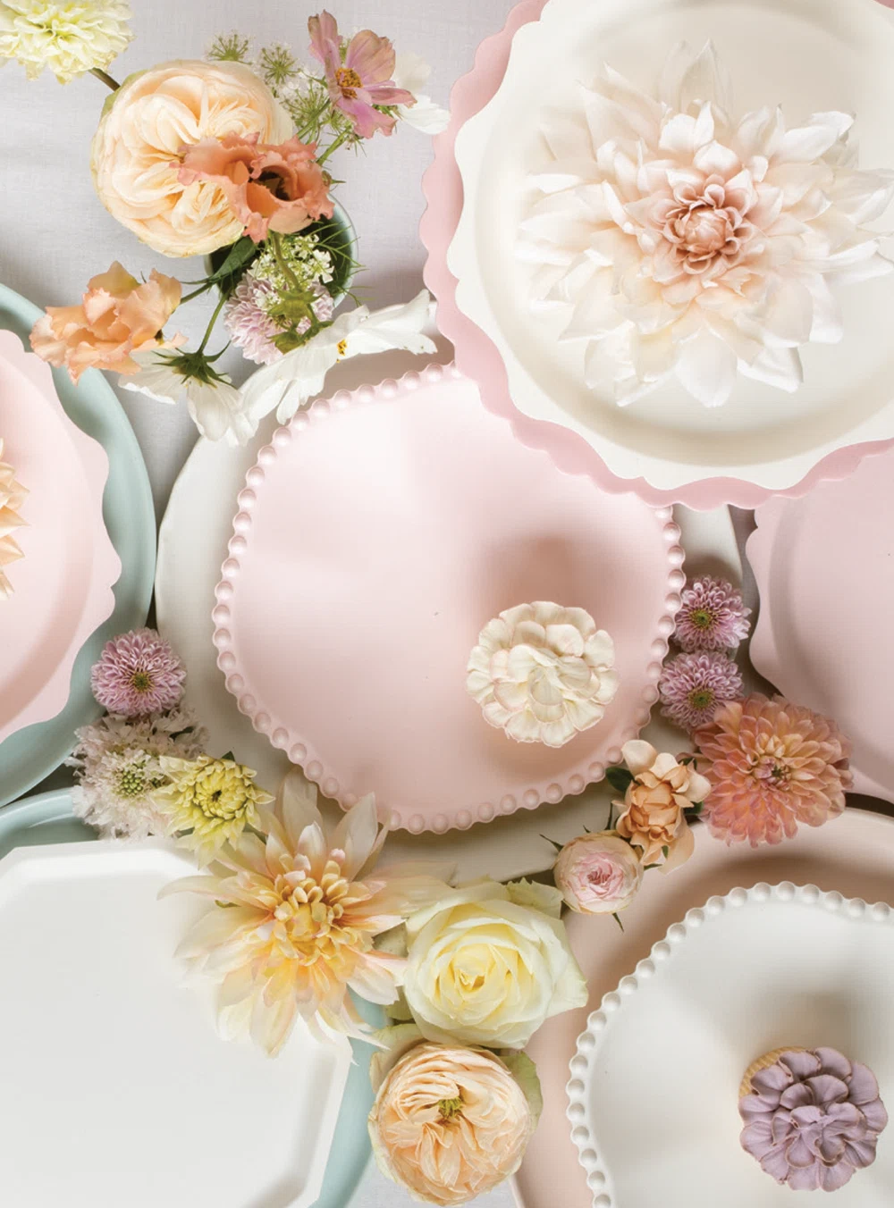 Πιάτα Γλυκού Ροζ Dot Edged Flower Compostable ( 8 τμχ )