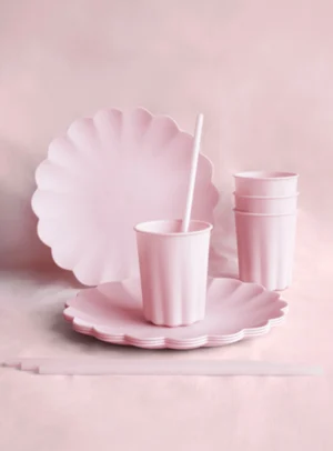 Πλαστικά Πιάτα Frill Ροζ (4τμχ)
