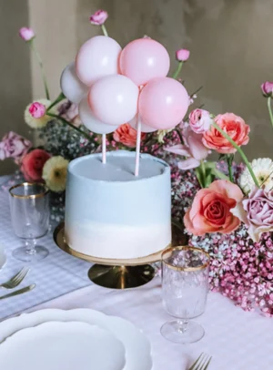 Cake Topper Ροζ Μπαλόνια Τούρτας