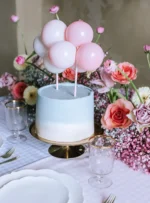 Cake Topper Ροζ Μπαλόνια Τούρτας