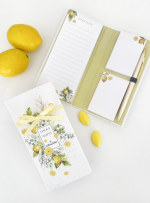 Μπομπονιέρα Βάπτισης σημειωματάριο Lemon