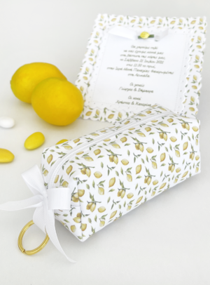 Μπομπονιέρα βάπτισης κασετίνα μπρελόκ Lemon