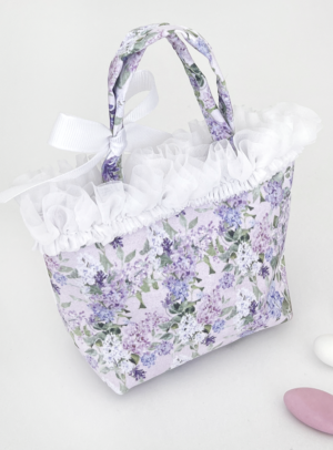 Μπομπονιέρα βάπτισης τσαντάκι Spring In Lilac