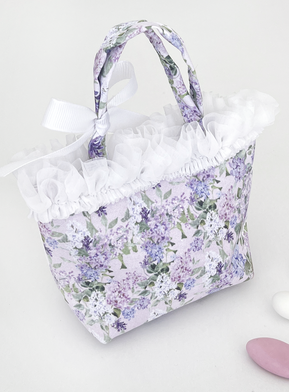 Μπομπονιέρα βάπτισης τσαντάκι Spring In Lilac