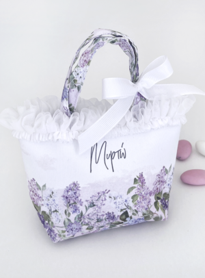 Μπομπονιέρα βάπτισης τσαντάκι Spring In Lilac