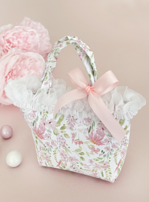 Μπομπονιέρα βάπτισης τσαντάκι Spring In Pink
