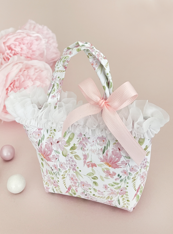 Μπομπονιέρα βάπτισης τσαντάκι Spring In Pink