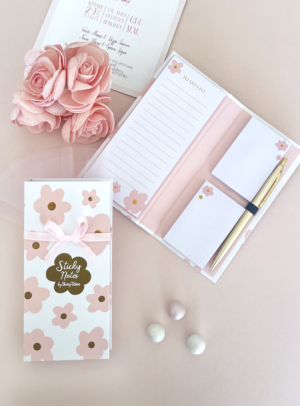 Μπομπονιέρα Βάπτισης σημειωματάριο Pink Bloom