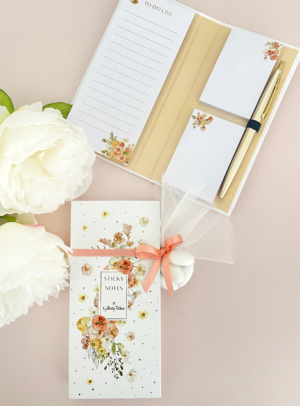 Μπομπονιέρα Βάπτισης σημειωματάριο Peach Flowers