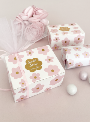 Μπομπονιέρα Βάπτισης αρωματικό Σαπούνι Pink Bloom