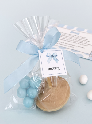Μπομπονιέρα βάπτισης Σβούρα Blue Bow