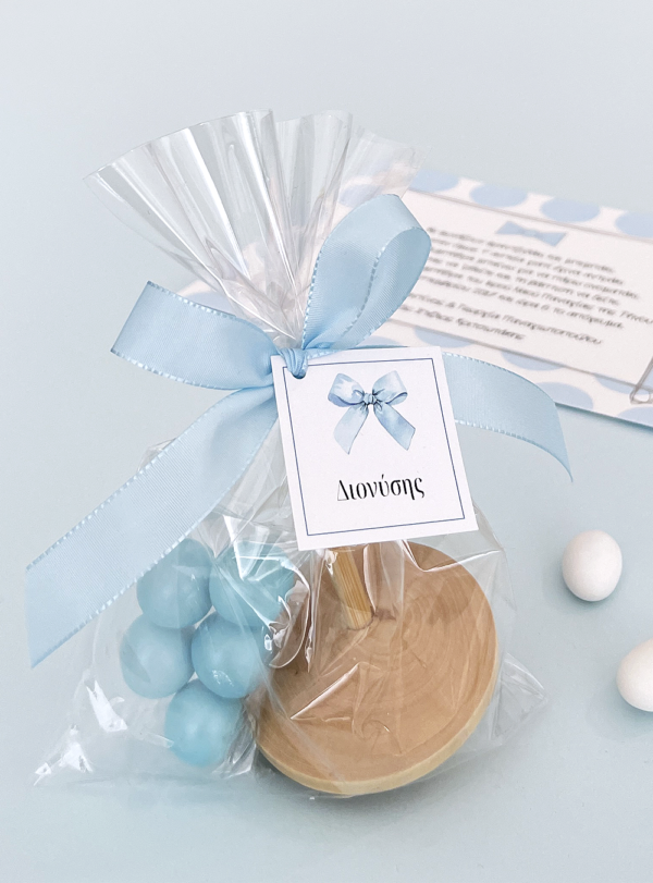 Μπομπονιέρα βάπτισης Σβούρα Blue Bow