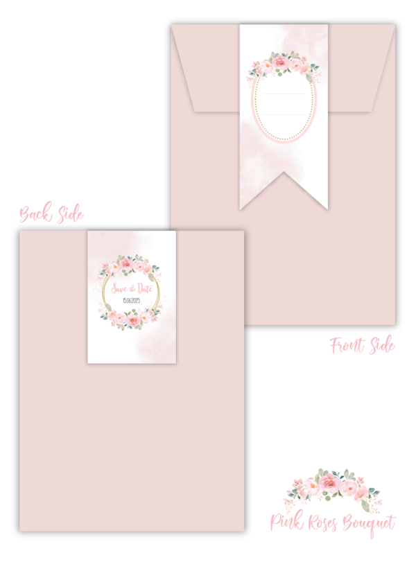 Προσκλητήριο Βάπτισης Pink Roses Bouquet