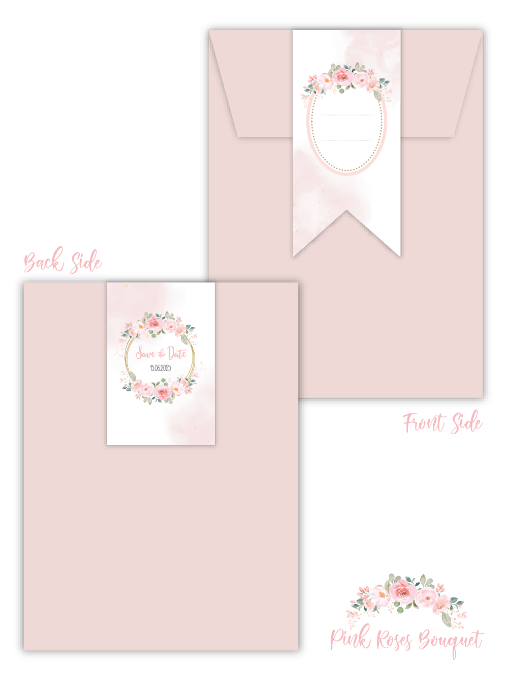 Προσκλητήριο Βάπτισης Pink Roses Bouquet