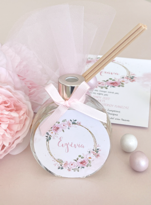 Μπομπονιέρα βάπτισης Αρωματικό χώρου Stick Pink Roses Bouquet