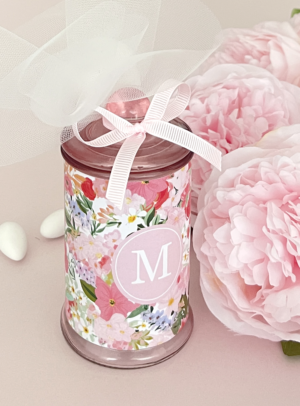 Μπομπονιέρα Βάπτισης αρωματικό κερί Monogram Flowers