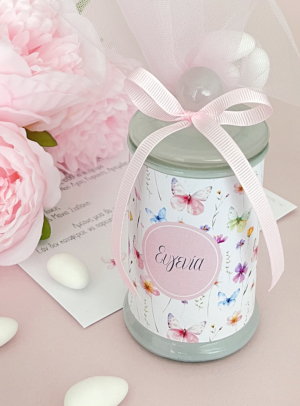 Μπομπονιέρα Βάπτισης αρωματικό κερί Flowers & Butterflies