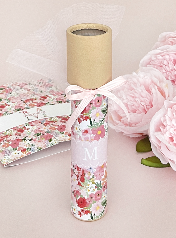 Μπομπονιέρα βάπτισης Καλειδοσκόπιο Monogram Flowers