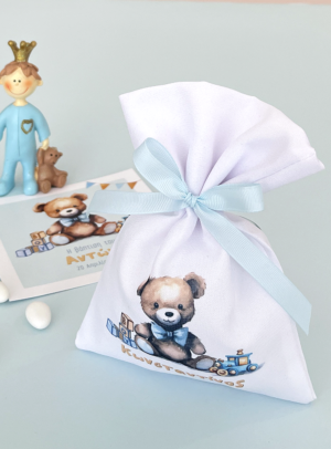 Μπομπονιέρα βάπτισης πουγκί Teddy Bear