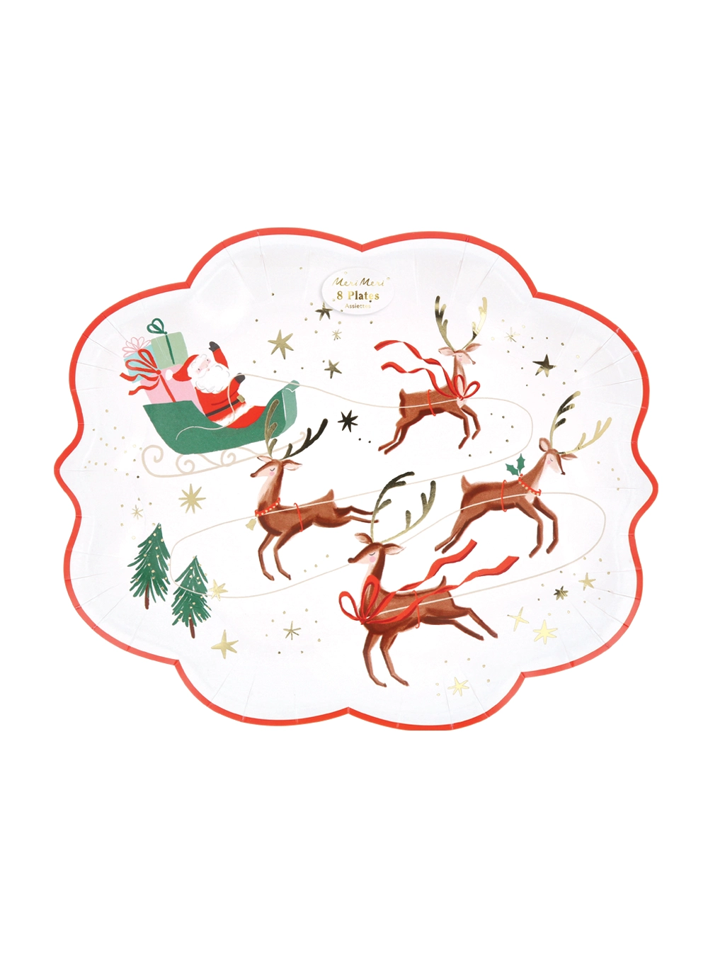 Πιάτα Άγιος Βασίλης, Έλκηθρο & Τάρανδοι (8τμχ)