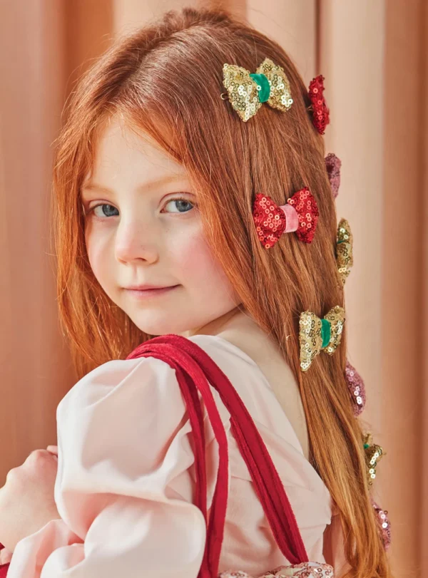 Meri Meri Sequin & Velvet Mini Bow Hairclips (6τμχ)