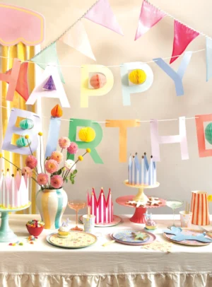 Σετ Γιρλάντας Honeycomb Happy Birthday
